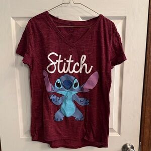 NWT Disney Burgundy Graphic V-Neck Tee